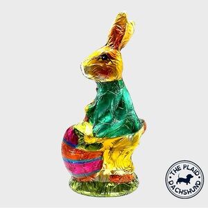 Vintage Colorful Foil Wrapped Bunny Figurine